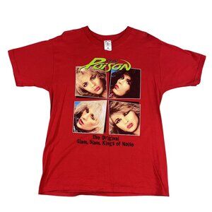Vintage Poison Glam Slam Kings of Noise Hair Metal 2000 Red T-Shirt Sz Large